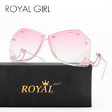 ROYAL GIRL Rimless Sunglasses Women Retro Square Oversized Summer Ombre Sun Glasses ss166