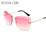 ROYAL GIRL Rimless Women Sunglasses Square Vintage Ombre 2017 Summer Glasses ss187