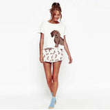 Women's Comfort  Fashion Women's Blusas Summer Women Printing Dog Cotton Shirt Short Sleeve Clothes