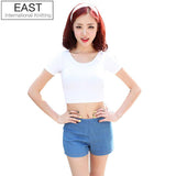 E126 2017 Spring Summer Women Clothing Cropped Tops Bottoming Halter Short Sleeve Waist Crop