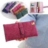 2016 Brand Lady Bags Women Wallets Matte Drawstring Nubuck Handbags Leather Zipper Wallet Purse Long Two Fold Clutch Card Holder