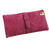 2016 Brand Lady Bags Women Wallets Matte Drawstring Nubuck Handbags Leather Zipper Wallet Purse Long Two Fold Clutch Card Holder