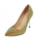 BONJOMARISA Plus Size 32-43 Design Shinning Sexy High Heels Women Shoes Pointed Toe Party Wedding Dress Platform Women Pumps