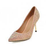 BONJOMARISA Plus Size 32-43 Design Shinning Sexy High Heels Women Shoes Pointed Toe Party Wedding Dress Platform Women Pumps