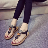 2017 Bohemian Women Gemstone Slippers Summer Beach Sandals Flip Flops Flat Shoes women shoes platform peep toe pumps #5M