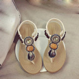 2017 Bohemian Women Gemstone Slippers Summer Beach Sandals Flip Flops Flat Shoes women shoes platform peep toe pumps #5M