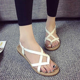 Women Summer Flat Shoes Bandage Bohemia Leisure Lady Sandals Peep-Toe Outdoor Shoes #LREW
