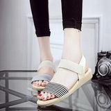 MUQGEW Women's Summer Sandals Shoes Stripe Bohemia Sweet  Sandals Clip Toe Sandals Women Beach shose #LREW