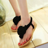 MUQGEW Women's Summer Sandals Shoes Flower Bohemia Sweet  Sandals Clip Toe Sandals Beach Shoes For Women #LREW