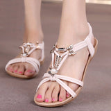 Women Slipper 2016 Fashion Summer Beaded Bohemian Sandals Beach Shoes Flat Beach Shoes zapatos mujer #25