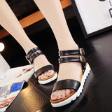 MUQGEW Women's Summer Sandals Leather Flat Sandals Women Simple Sandals #LREW