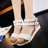 MUQGEW Women's Summer Sandals Leather Flat Sandals Women Simple Sandals #LREW