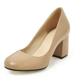 BONJOMARISA Gladiator Chunky Heels Round Toe Less Platform Party Wedding Office Dress Shoes Plus Size 34-43 Fashion Women Pumps