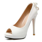 BONJOMARISA Sexy Women Party Wedding Bridal Shoes Woman 2017 Fashion Ultra High Heel Open Toe Platform Pumps Ladies Stiletto
