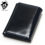 TAUREN Oil Wax Leather Wallet Female Wallets With Zipper Coin Bag Genuine Leather Women Wallets Small Short Purses For Female