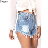 Ripped Hole Tassel Mid Waist Denim Shorts Jeans for women feminino Summer Fashion Sexy Slim Clubwear Plus Size