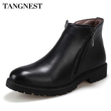 Tangnest Man's Solid Side Zip Ankle Boots Men Handmade PU Leather Shoes Men New Zip Pointed Toe High Shoes Fashion Boots XMX639